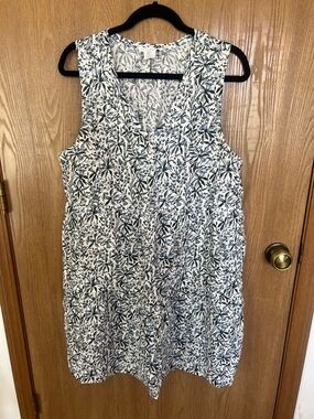 Lucky Brand Blue & White Sleeveless V-Neck Shift Dress
